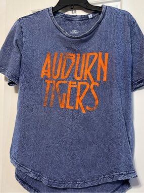 Auburn Tigers Women's Short Sleeve Tee - Navy with Orange Logo